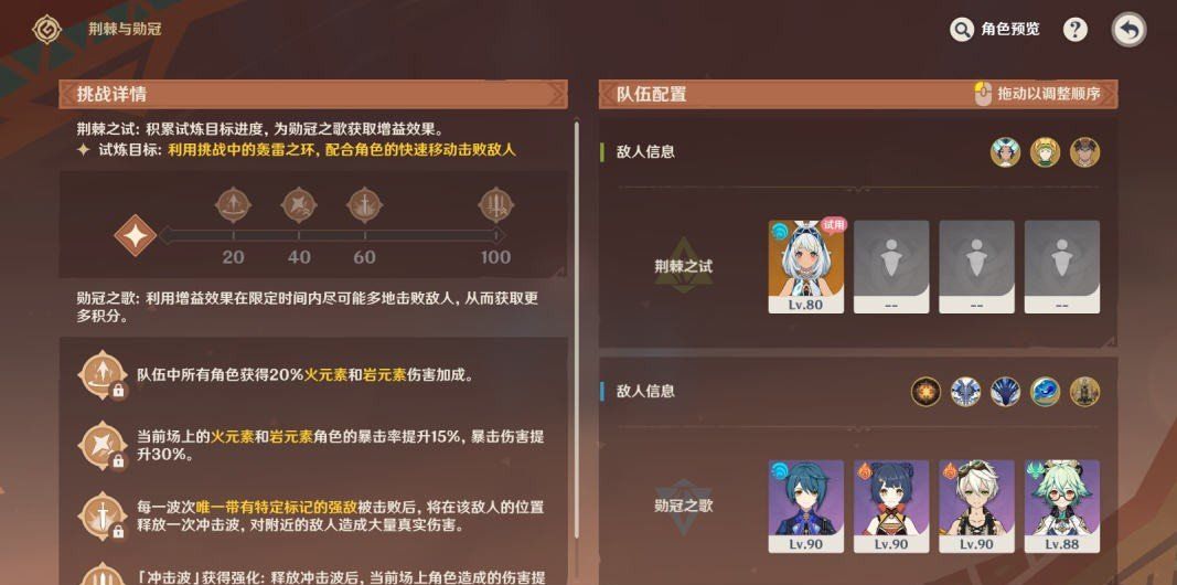 《原神》5.0荆棘与勋冠满第四关奖励阵容推荐