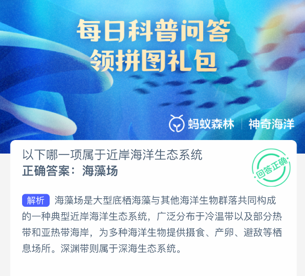 以下哪一项属于近岸海洋生态系统