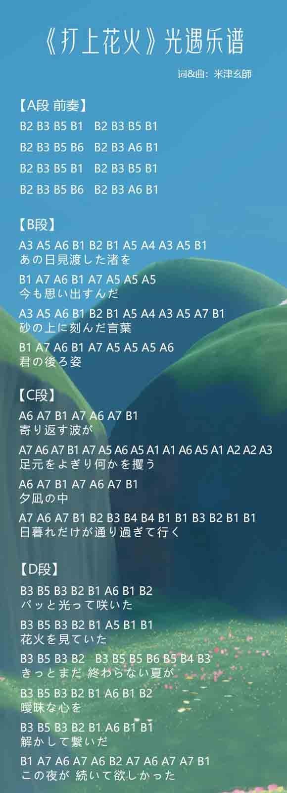 《原神》打上花火琴谱分享