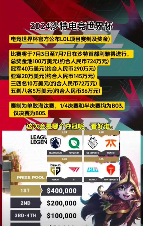 《英雄联盟》沙特电竞世界杯赛程时间介绍