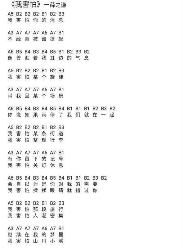 《光遇》我害怕乐谱详情介绍