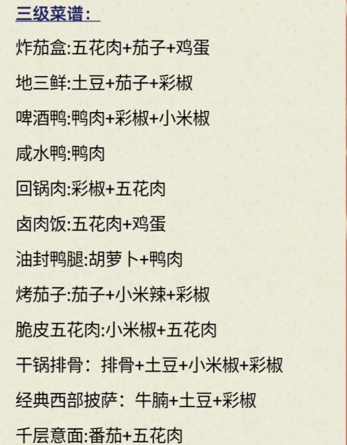 《我的休闲时光》菜谱大全