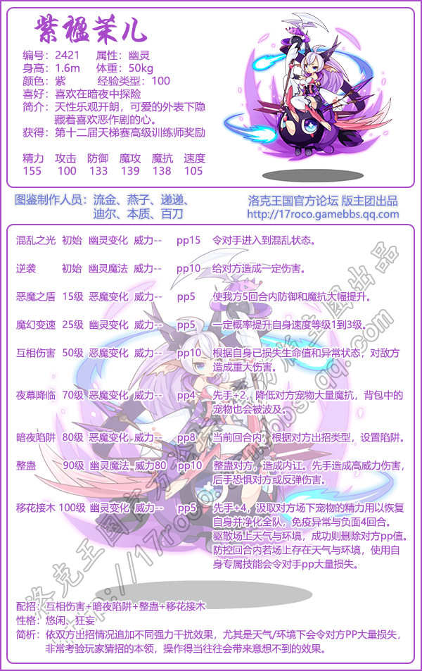 洛克王国紫楹茉儿技能是什么-紫楹茉儿技能表